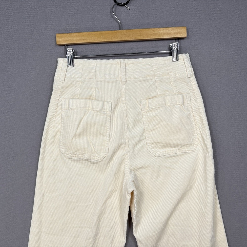 Maeve Colette Full Length Pants 30 fit 28x29 Cream Corduroy Wide Leg High Rise - Picture 9 of 16